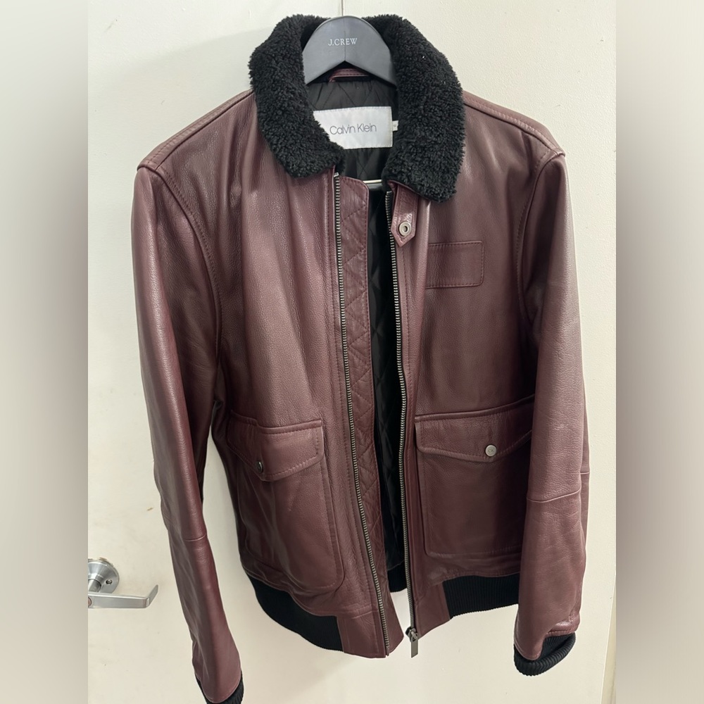 Calvin Klein Leather Bomber Jacket